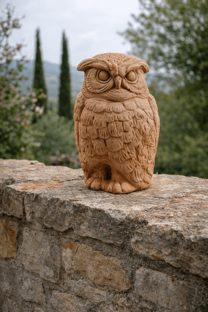 Chouette décorative en terre cuite pour le jardin et la terrasse